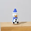 Handmade miniature glass snowman ornament with blue hat, 6cm height, 45g weight. - White Enamel Snowman with Rhinestone