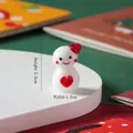 Schattig handgemaakt glazen sneeuwpop figuurtje met hart, miniatuur kerstversiering - Lachende Hart Sneeuwpop
