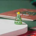 Exquisite miniature handmade glass Christmas tree ornament, green finish with colorful dots - Small Solid Green Wire 3-Color Christmas Tree
