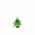 Handmade green glass Christmas tree ornament with colorful beads, 3.7cm tall - Small Christmas Tree - White Round Tip