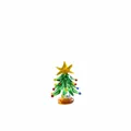 Handmade green glass Christmas tree figurine with colorful decorations, 4.2cm height. - Small Christmas Tree - Star Tip