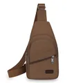 Strapazierfähige braune Herren Sport Brusttasche mit mehreren Reißverschlusstaschen - Braun