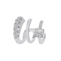 Silver triple band C-shaped ear cuff with square and round clear stones for non-pierced ears - Triple Layer Square Zirconia Style (DZ-266) / Silver