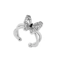 Elegant silver butterfly ear cuff with sparkling rhinestones for non-pierced ears - Butterfly Shaped Style (WG-1360) / Silver