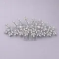 Elegante pettine per capelli da sposa in argento con cristalli scintillanti a foglia - Stile Alloro in Foglia (HS-J7197S)