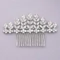 Elegante pettine per capelli da sposa in argento con cristalli marquise e cristalli a goccia - Decorazione Floreale a Goccia (HS-J7424S)