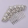 Elegante pettine per capelli da sposa in argento con strass scintillanti e cristalli - Pettine ad Arco Simmetrico (HS-J7077S)