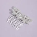 Elegante pettine per capelli da sposa in argento con decorazioni floreali in cristallo. - Decorazione Collegata Splendida (HS-J6802S)
