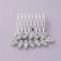 Elegante pettine per capelli da sposa in argento con cristalli marquise per acconciatura. - Pettine Foglia di Lusso (HS-J6801S)