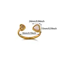 Detaillierte Größenangabe für den 18K vergoldeten Ring mit rosa Zirkonia-Herz. - Asymmetrischer Doppelherz-Stil (G128466)