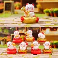 Set di simpatiche statuette di gatti portafortuna Maneki-neko in resina per scrivania creativa - Uno a Caso / Gatto della fortuna (8J003)