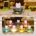 Collezione di graziose figurine di gatti in tazze da tè luminose, decorazioni - Stile Citazioni del Gatto di Luce Stellare (M470) / 1 pezzo casuale