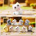 Set di 9 graziose figurine di gatti dei cartoni animati in resina con texture floccata - Stile Personalità dei Gatti (A165) / 1 pezzo casuale