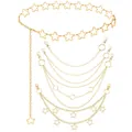Detailansicht des 6-teiligen Körperkettensets aus Gold mit Stern- und Ringanhängern - Stern-Stil / 5-teiliges Set / Gold