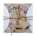 Invitation d'Halloween en dentelle de toile d'araignée avec papier kraft et ficelle. - Toile d'Araignée Creuse (Blanc + Corde de Chanvre)