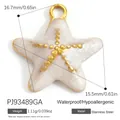 Ciondolo a stella marina in smalto crema e acciaio per la creazione gioielli DIY - Pj93489ga (gold-white