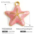 Ciondolo stella marina in smalto rosa e acciaio inossidabile dorato per gioielli DIY - Pj93489gb (gold-pink)