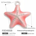Ciondolo a forma di stella marina in smalto rosa e acciaio inox con dimensioni - Pj93489sb (steel-powder)