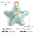 Ciondolo a forma di stella marina in smalto celeste in acciaio inossidabile per gioielli DIY - Pj93489gc (gold-blue)