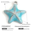 Ciondolo stella marina stile oceano in acciaio inox e smalto blu per gioielli DIY - Pj93489sc (steel-blue)