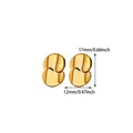 Detailed view of gold-plated titanium steel earrings with size measurements - Streamlined Hollow Design Style (G126274) / Gold