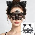 Ensemble masque de mascarade en dentelle noire et serre-tête chat - Serre-tête + Masque de Renard