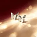 Nahaufnahme von silbernen, mattierten, doppellagigen Schmetterlingsohrsteckern mit Glitzer. - Doppelschichtiger Kleiner Schmetterling - Steckverschluss / 6mm (1 Stück) / Stahlfarben
