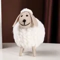 Figurine de mouton en feutre de laine faite à la main, décoration créative de Noël pour maison - Mouton Blanc aux Jambes Enveloppées / L
