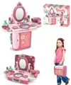 Set completo de tocador de juguete 3 en 1 rosa para niños con diseño de maleta portátil niña - Maletín de Maquillaje