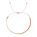 Delicate adjustable seed bead bracelet in pink and orange with gold accents. - Pink and Orange Style (MI-B230001A) / Pink and Orange