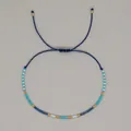 Handmade adjustable blue and gold seed bead rope bracelet for a fresh minimalist style - Dark Blue and White Style (MI-B230001B) / Deep Blue And White