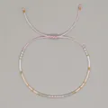 Handmade adjustable seed bead bracelet featuring a fresh pink and gold color palette - Soft Pink and Gray Style (MI-B230001C) / Pink and Gray