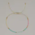 Adjustable handmade seed bead bracelet featuring pastel blue pink and yellow colors - Light Blue and Pale Pink Style (MI-B230001D) / Light Blue and Pale Pink