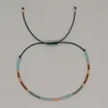 Handmade adjustable seed bead bracelet featuring colorful beads and gold accents - Blue Brown Green Mix Style (MI-B230001G) / Blue Brown Green Mix