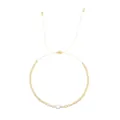 Handmade adjustable gold seed bead bracelet featuring a white freshwater pearl accent - Gold Bead Single Pearl Style (MI-B200032A) / Gold with Pearl (Beige Rope)