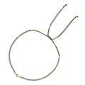 Handmade adjustable green rice bead bracelet featuring a single textured gold bead - Dark Green Gold Bead Style (MI-B210046A) / Dark Green
