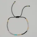 Handmade minimalist seed bead bracelet with gold accents and adjustable black cord. - Black Rope Multicolor Style (MI-B220487E) / Multicolor (Black Rope)
