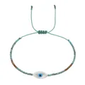 Handmade blue and bronze seed bead bracelet with white evil eye charm - Light Blue Bronze Evil Eye Style (MI-B210116A) / Light Blue Bronze (Evil Eye)