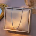 Minimalistisches silberfarbenes Titanstahl-Halsketten-Set auf einer Schmuckschatulle - Venezianerkette / Einzelpackung (40+5cm) / Stahlfarben