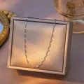 Minimalist silver-toned titanium steel lip chain necklace displayed on elegant jewelry box - Lip Chain (04) / Single Pack (40+5cm) / Steel