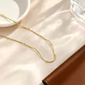 Minimalist gold titanium steel satellite chain necklace with delicate bead accents - Round Snake With Beads / Single Pack (40+5cm) / Gold