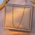 Elegant gold titanium steel cross chain necklace featuring delicate polished beaded accents - Side Curb Bead Style (04) / Single Pack (40+5cm) / Gold