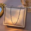 Minimalist stainless steel cross chain necklace with bead accents in silver finish - Side Curb Bead Style (04) / Single Pack (40+5cm) / Steel