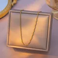Dainty gold-plated titanium steel twisted lip chain necklace for women on elegant box - Water Wave Style (1.9) / Single Pack (40+5cm) / Gold