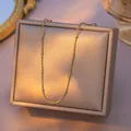 Elegant titanium steel gold bead chain necklace presented on premium jewelry gift box - Vertical Square Bead Style (04) / Single Pack (40+5cm) / Gold