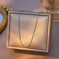 Minimalist stainless steel chain necklace with polished silver finish for daily wear - Square Bead Chain (04) / 1 Piece Pack (40+5cm) / Steel