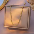 Elegant gold-plated titanium steel Figaro chain necklace, a versatile basic plain link chain - Figaro Chain (3mm) / 1 Piece Pack (40+5cm) / Gold
