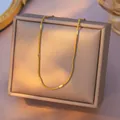 Minimalist gold snake chain necklace made of durable titanium steel for daily wear - Flattened Round Snake Chain (09) / Single Pack (40+5cm) / Gold