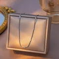Minimalist silver-toned stainless steel lip chain necklace, versatile basic accessory - Flattened Round Snake Chain (09) / Single Pack (40+5cm) / Steel