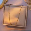 Elegant titanium steel gold cross chain necklace with small cylindrical bar accents - Cross Tube Chain (035) / Single Pack (40+5cm) / Gold